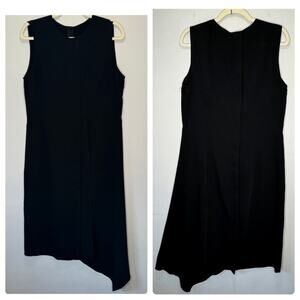 Cedric Charlier Assymetric Minimalist Sleeveless Midi Sheat Dress Sz 12 Black